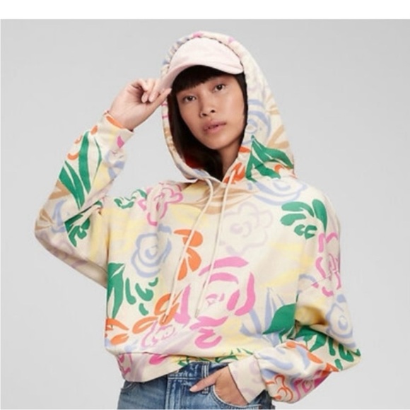 Tops - Gap cropped floral hoodie
